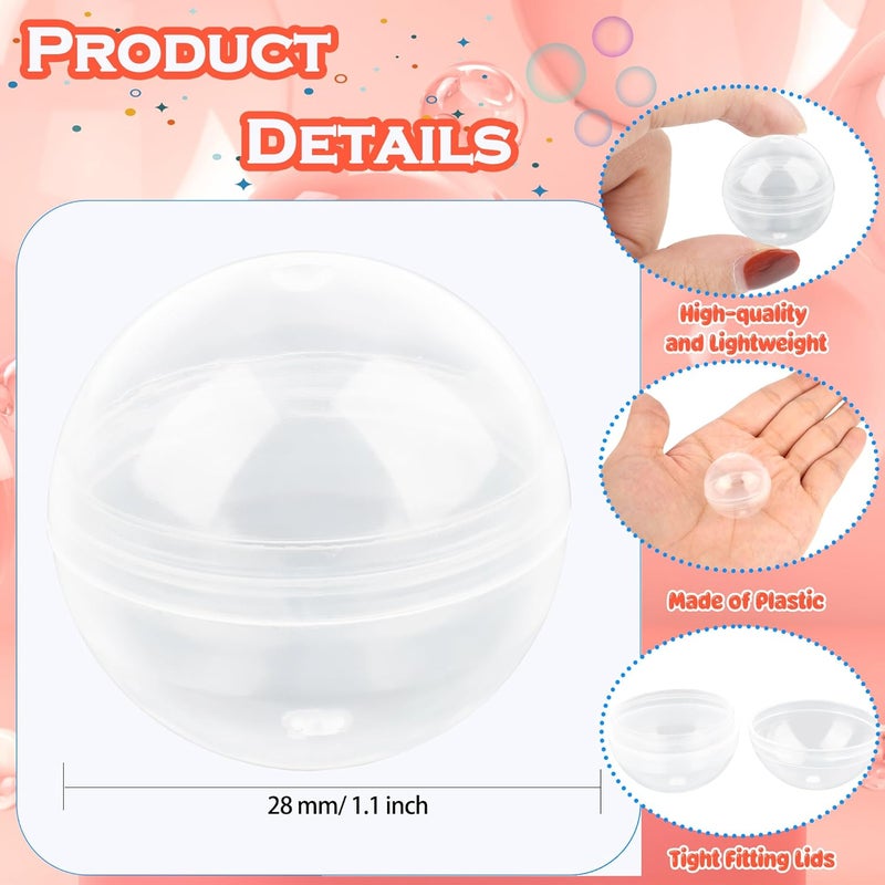 Conagel 240 Pcs Gumball Vending Machine Capsules 1.1 Inch Clear Round Capsules Empty Plastic Containers Toy Capsules for Birthday Gifts Prizes Party Favors Easter Basket Stuffers - Image 2